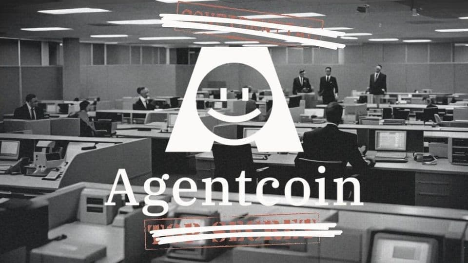 Agentcoin brand banner: logo and logotype on a red gradient, representing the company’s web3 x AI brand.